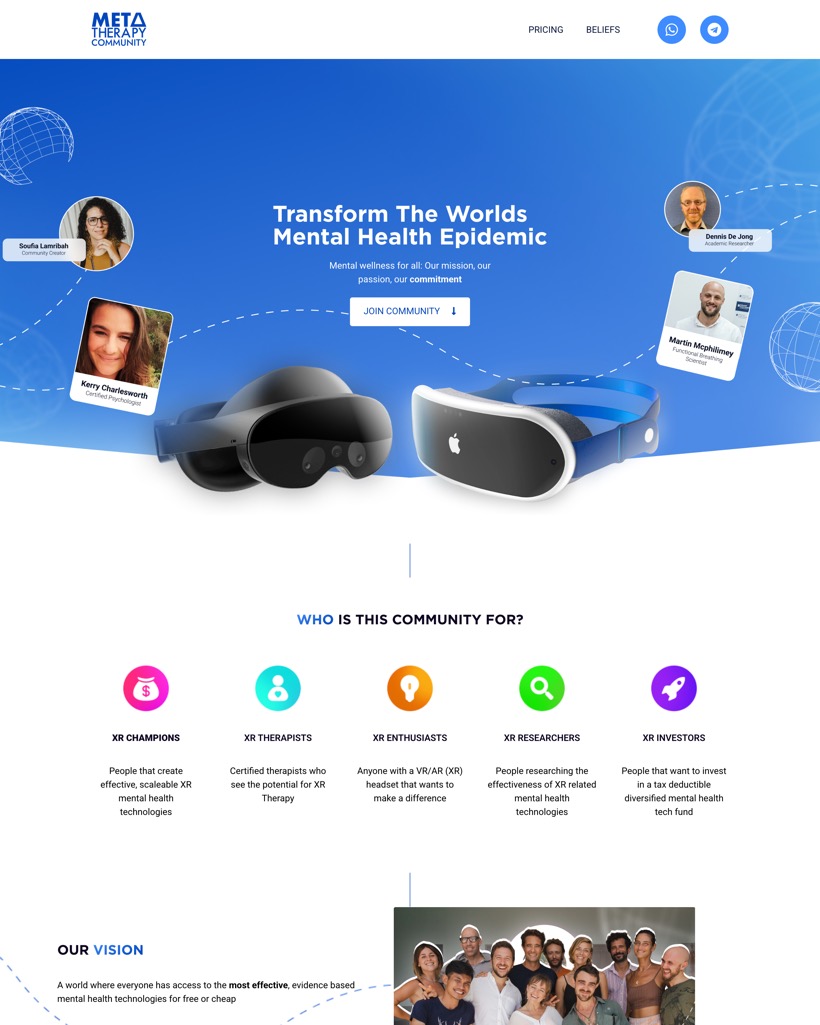 MetaTherapy XR website home page